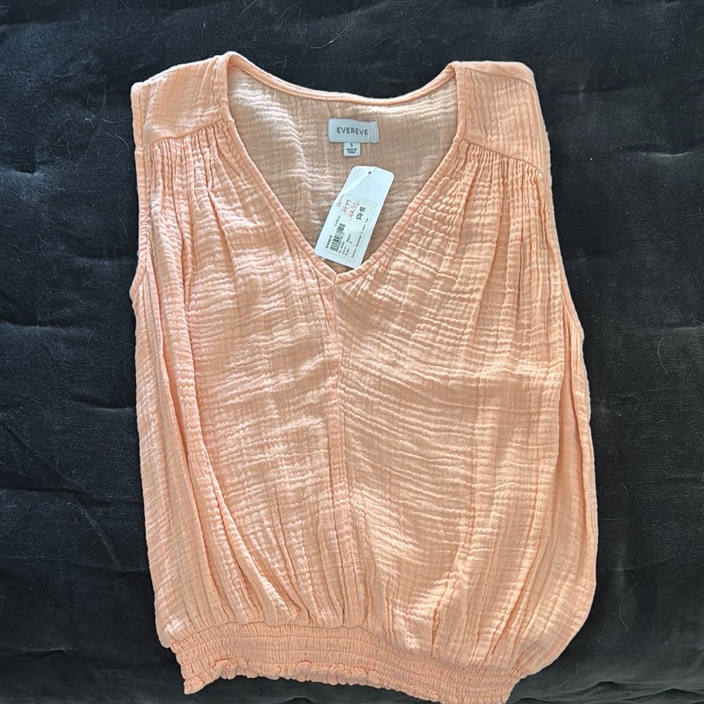Evereve Orange Ribbed Ruched Blouse